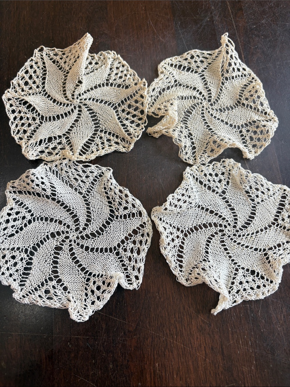 4 Handmade Crochet Doilies - Cream Lace